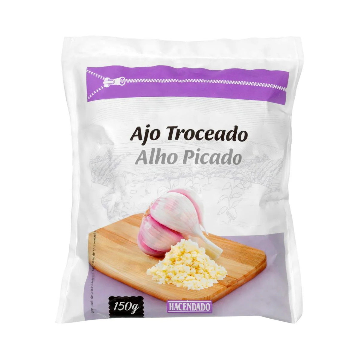Gehackter Knoblauch Hacendado, tiefgefroren