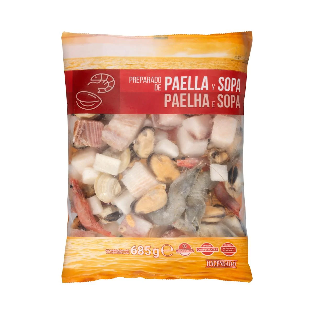 Preparat de paella i sopa Hacendado i sopa