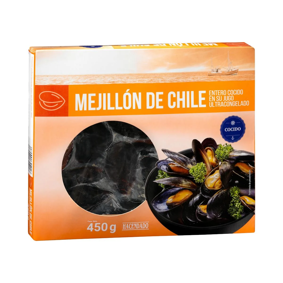 Whole Deep Frozen Cooked Chilean Mussel Hacendado