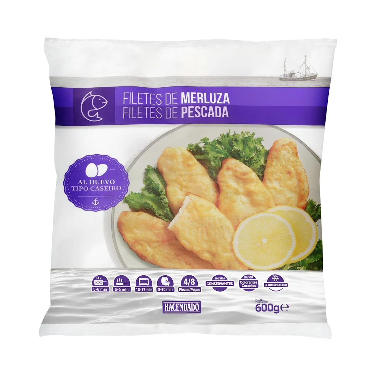 Tiefgefrorene Seehechtfilets mit Ei Hacendado