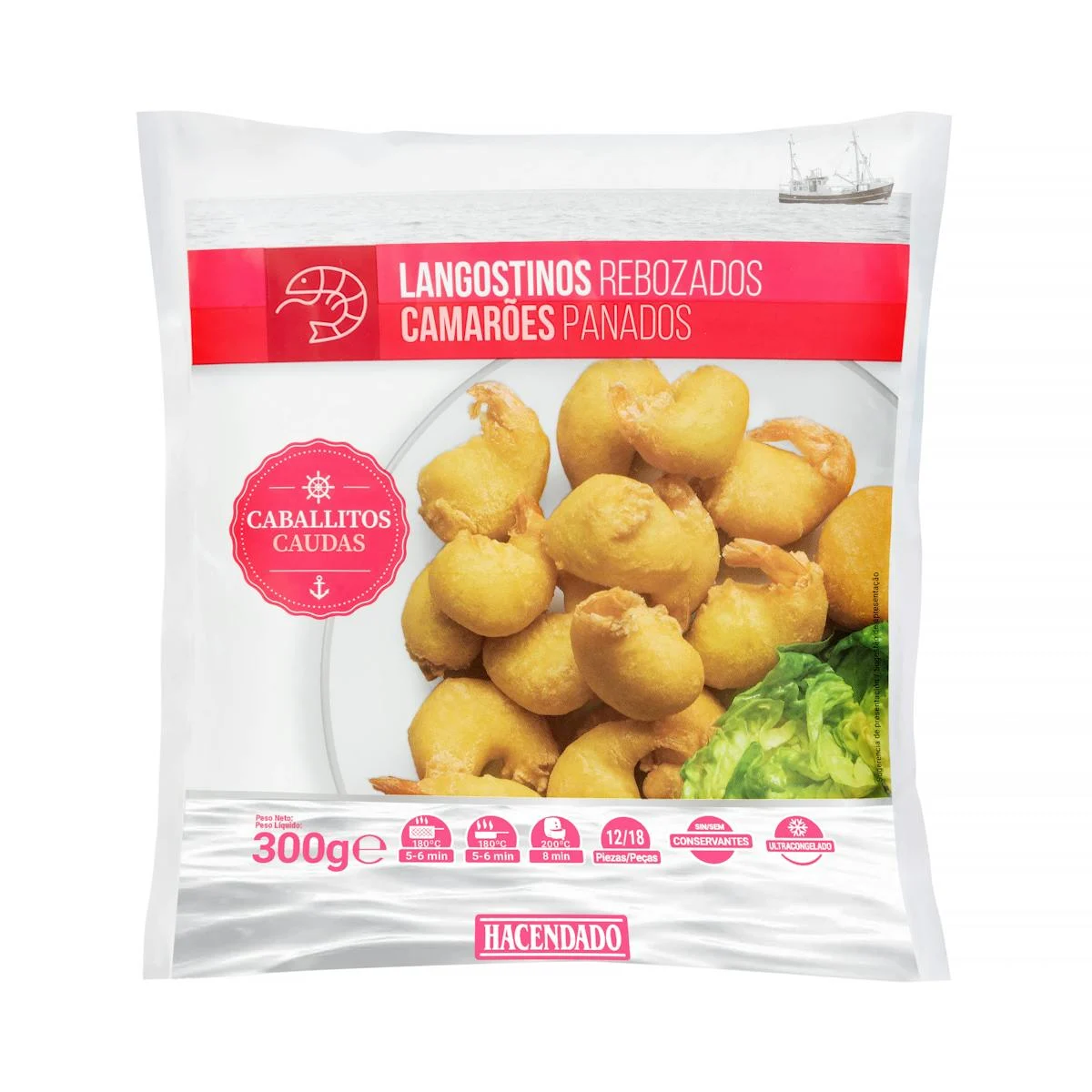Tiefgefrorene panierte Garnelen „Caballitos“ Hacendado