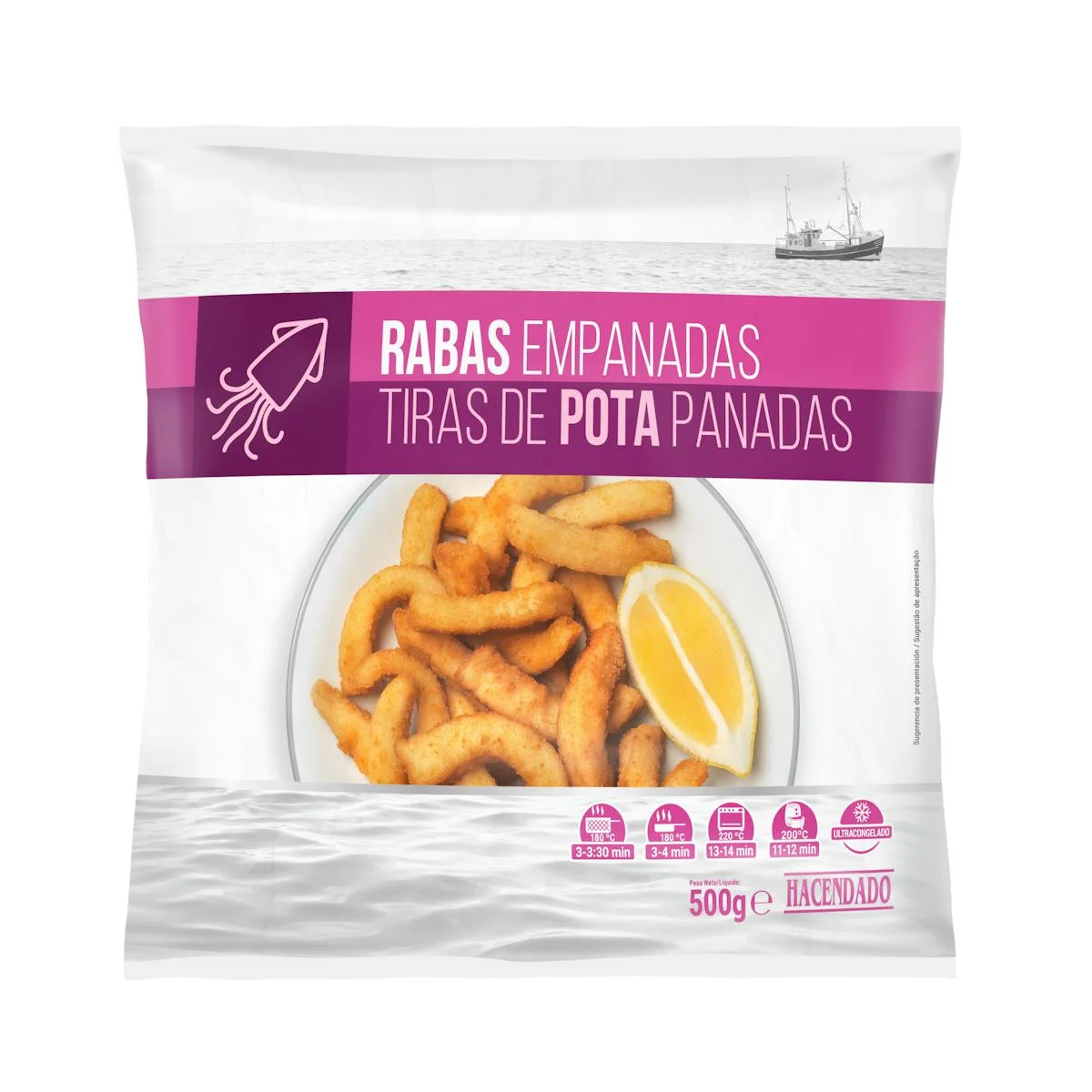 Breaded deep-frozen calamari strips Hacendado