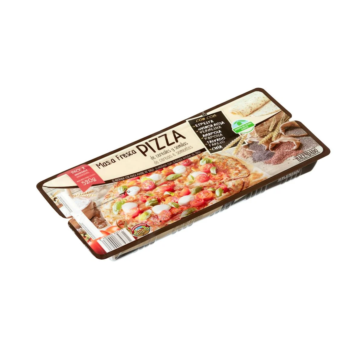 Frischer Pizzateig mit Getreide und Saaten Hacendado