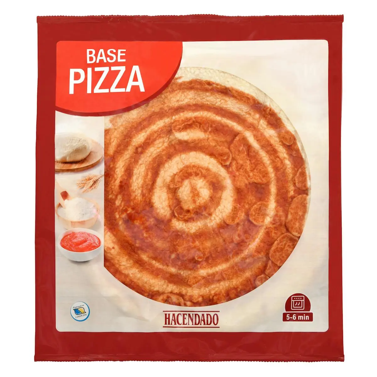 Vorgebackener Pizzaboden Hacendado mit Tomatensauce