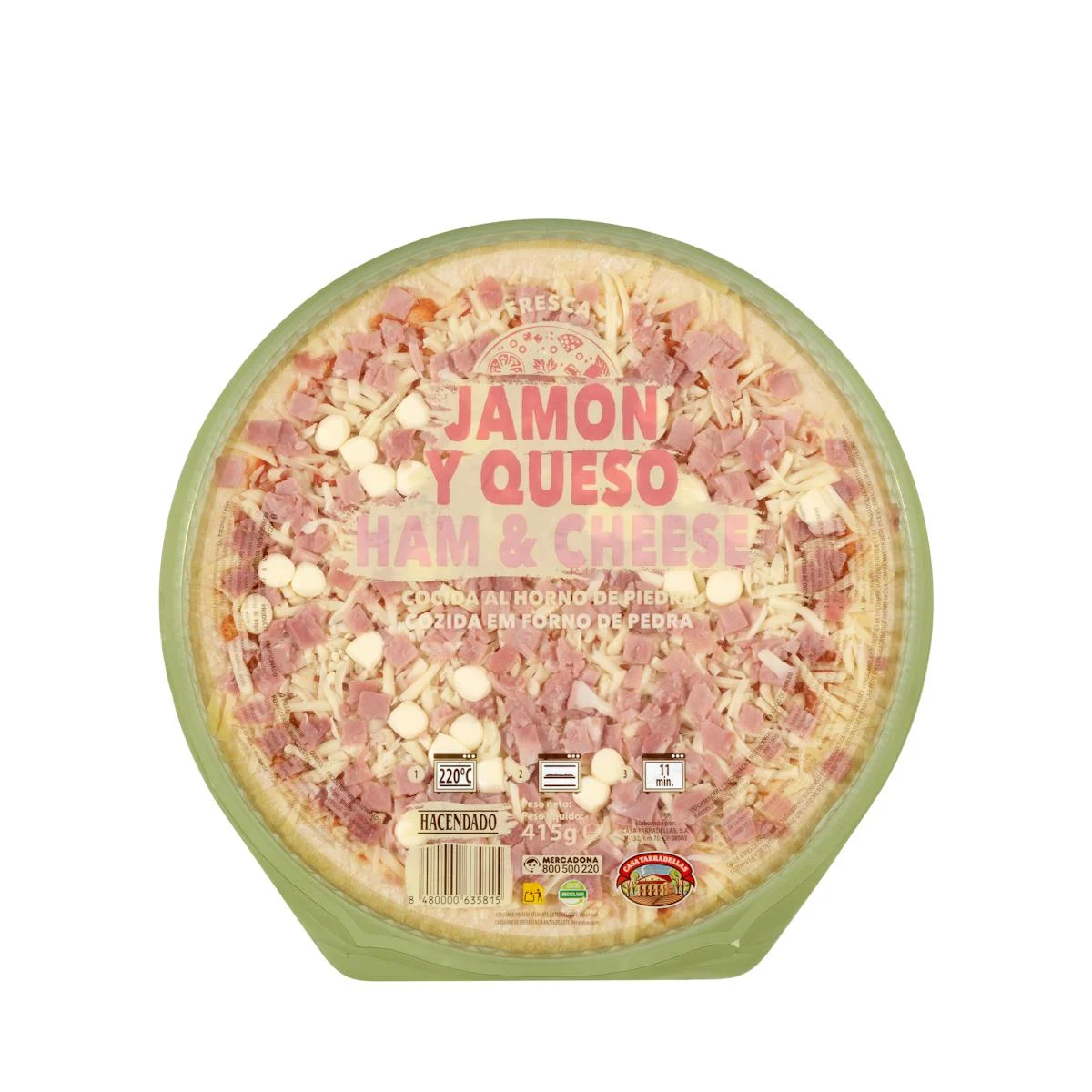 Pizza pernil i formatge Hacendado