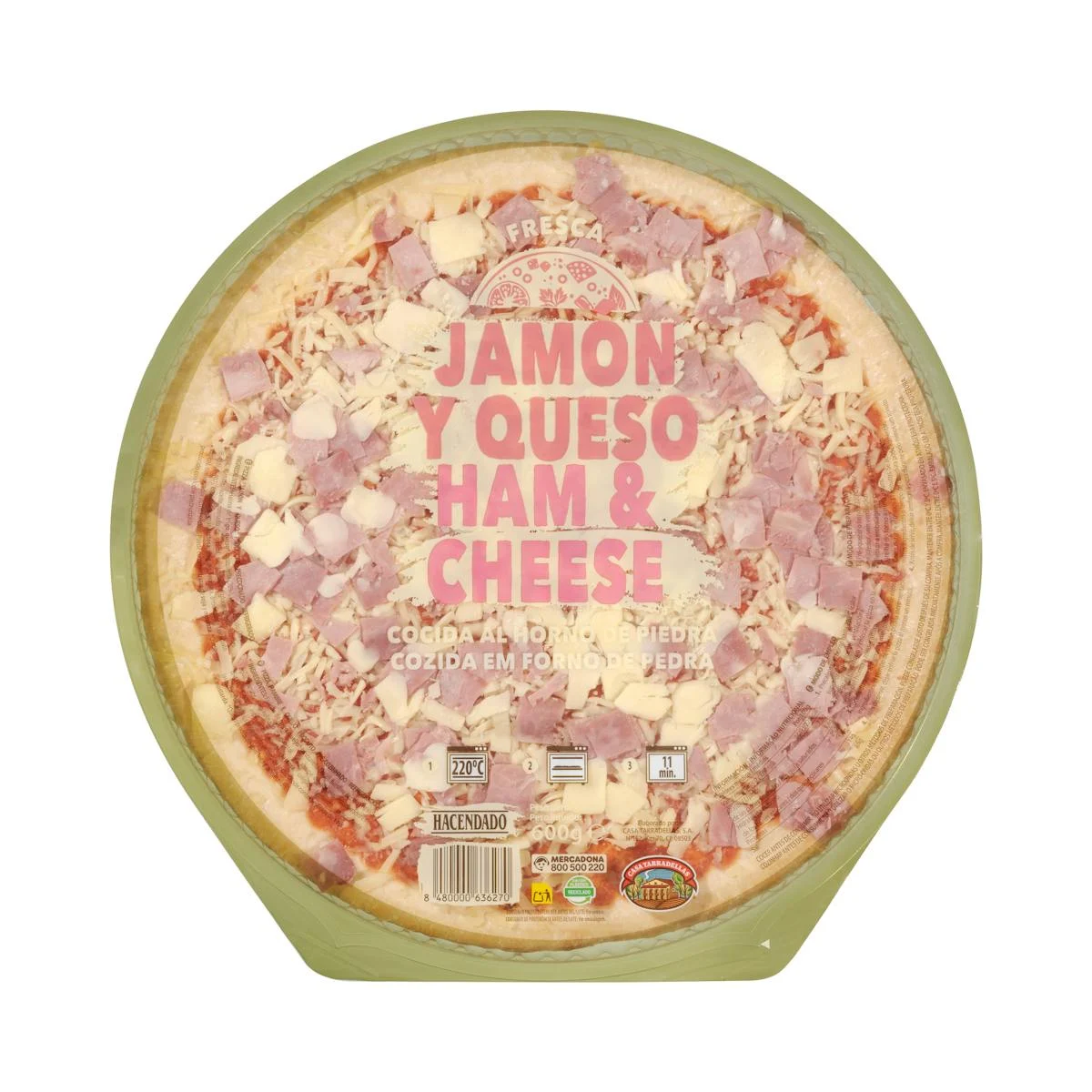 Pizza familiale jambon-fromage Hacendado
