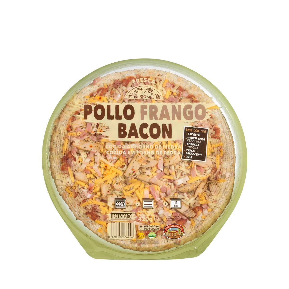 Pizza pollastre i bacó Hacendado