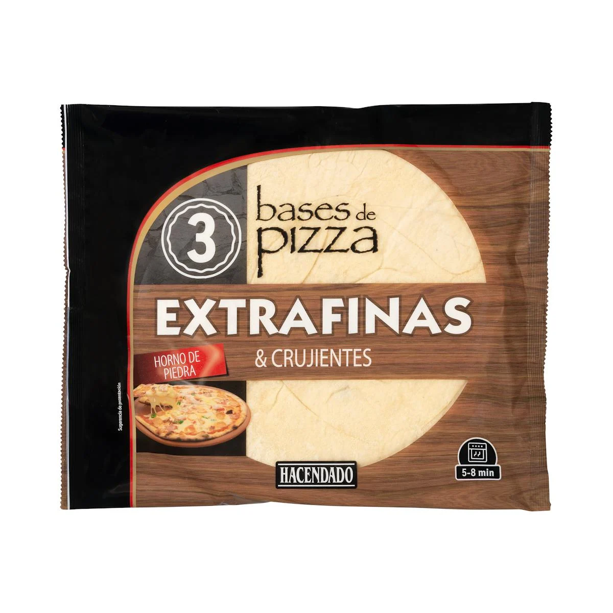 Bases de pizza artesanas extrafinas y crujientes Hacendado ultracongeladas