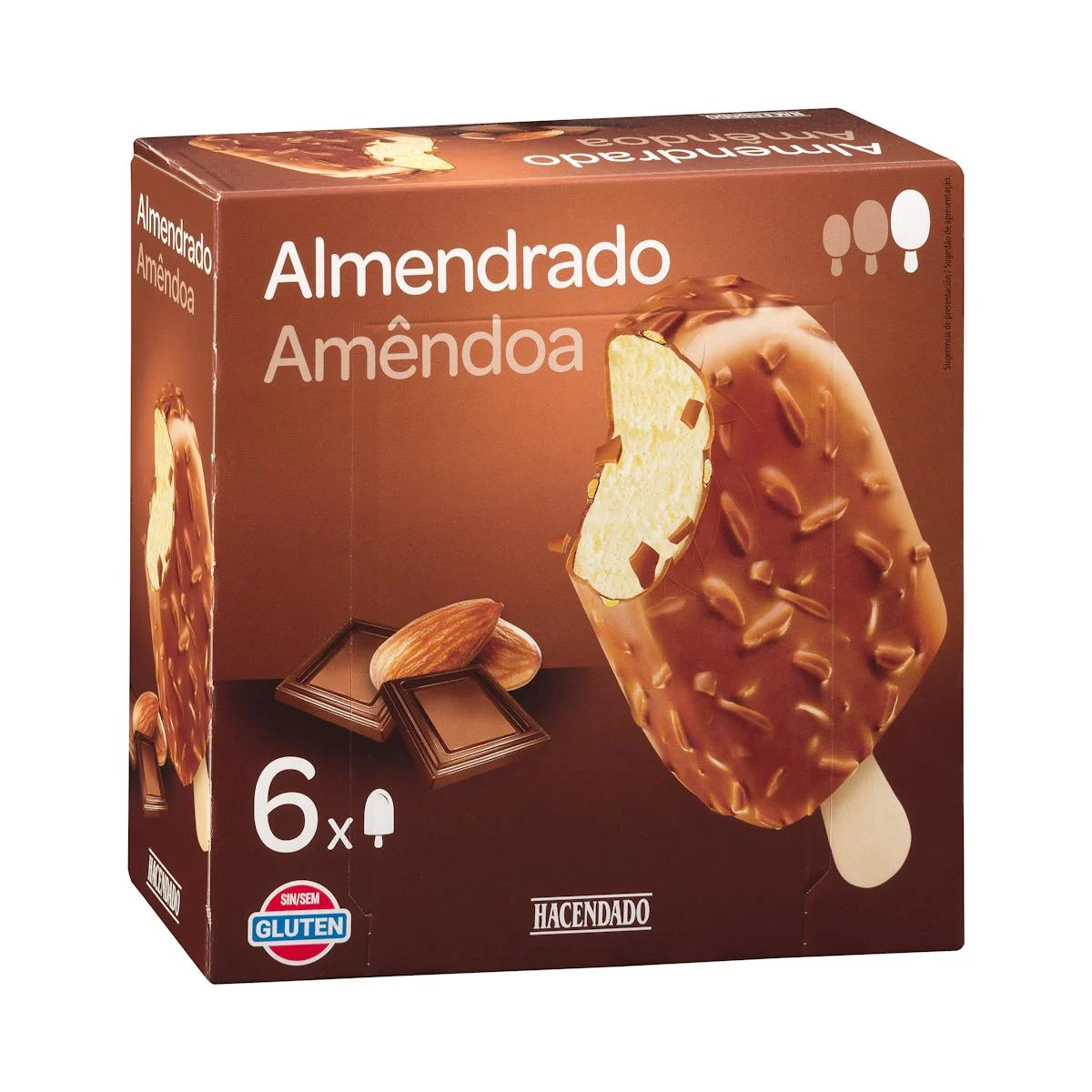 Vanille-Mandeleis am Stiel Hacendado