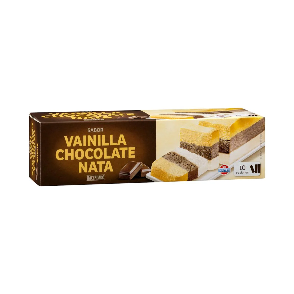 Barre de glace aux saveurs vanille, chocolat et crème Hacendado