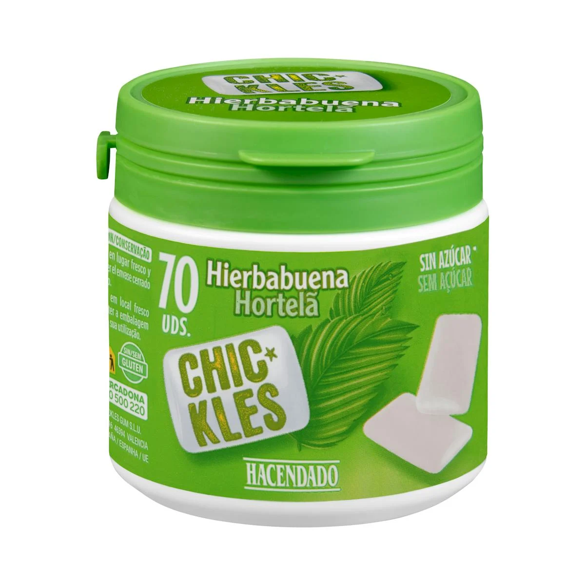 Sugar-free mint-flavoured chewing gums tabs Hacendado
