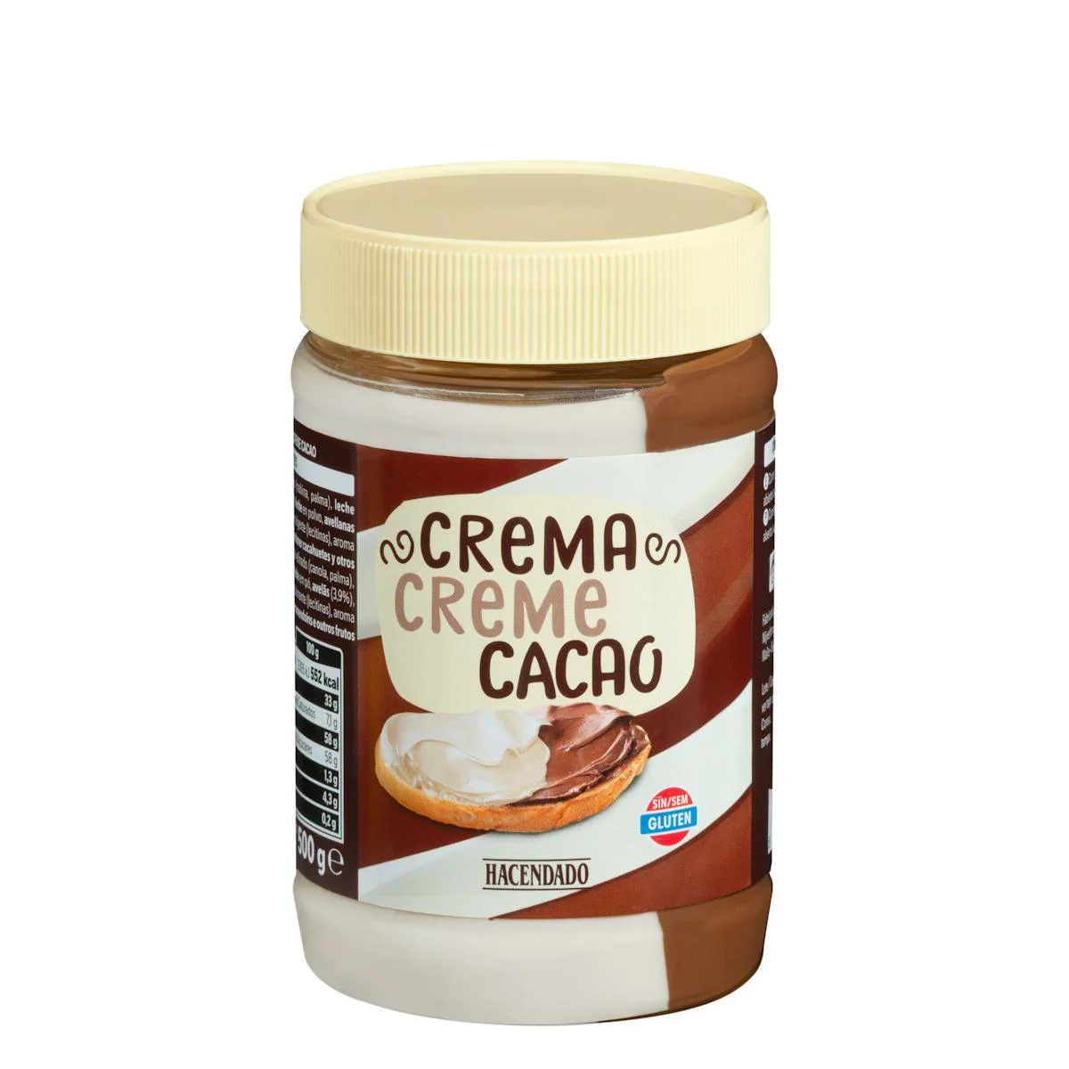 Kakaocreme mit Haselnüssen in 2 Sorten Hacendado