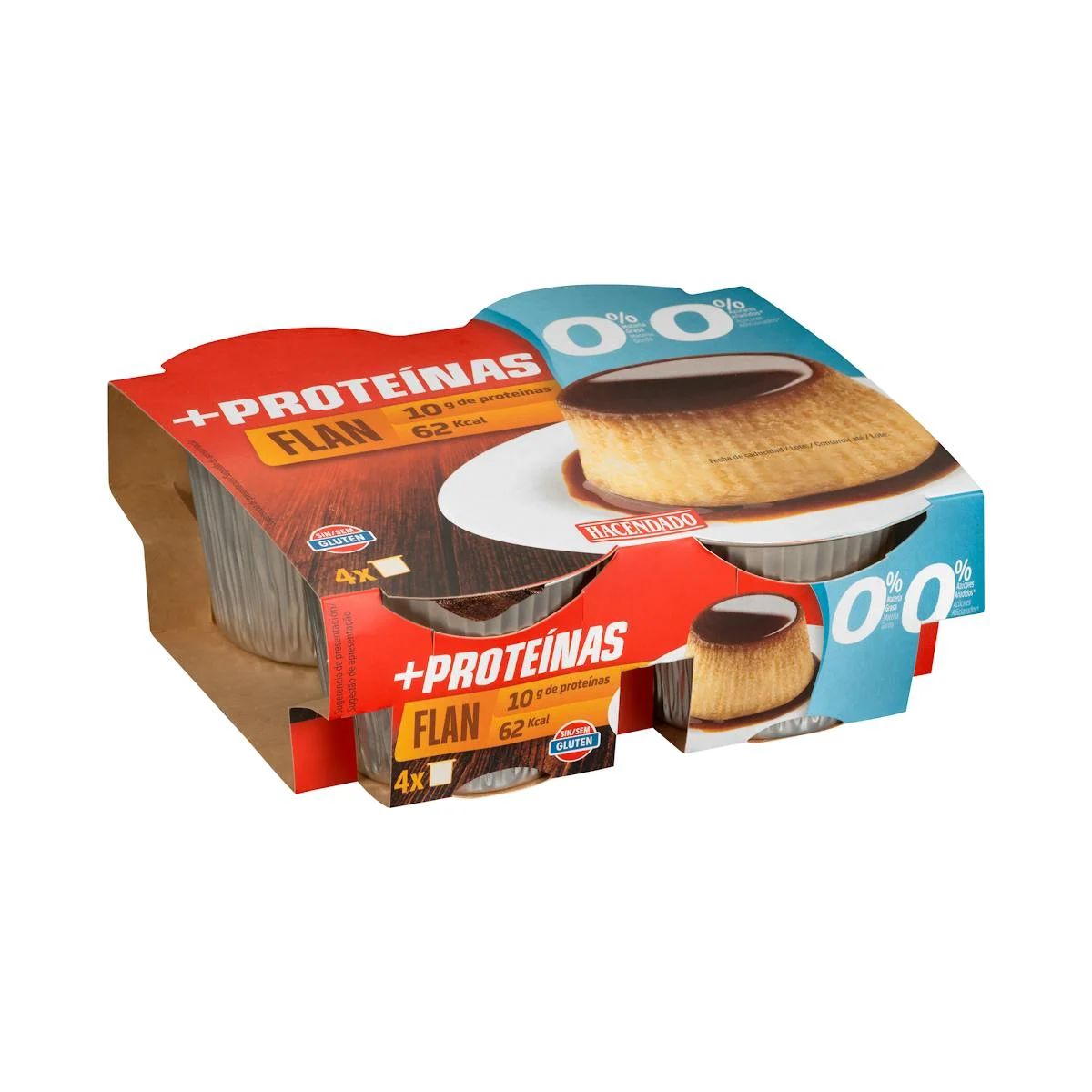 Egg flan +Proteínas 0% fat 0% added sugars 10 g protein Hacendado