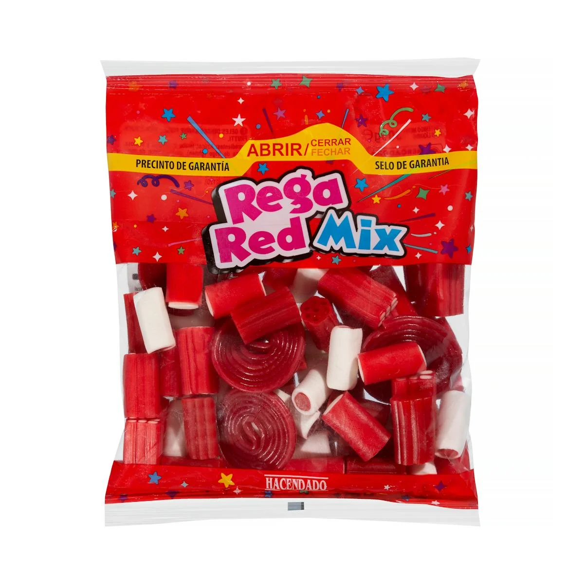 Fruchtgummis Rega Red Mix Hacendado mit Erdbeer-, Sahne- und Tutti-Frutti-Geschmack