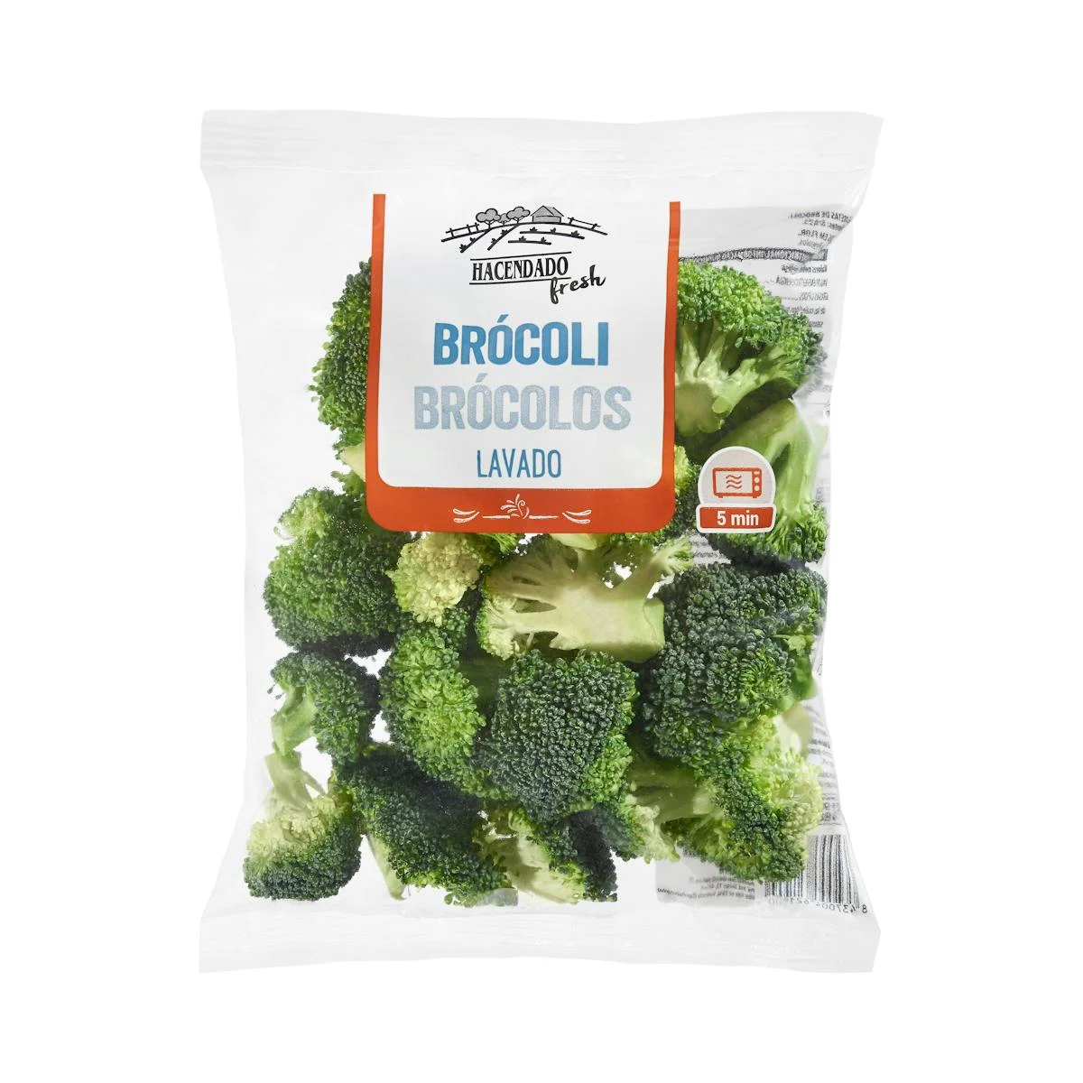 Washed broccoli florets for microwave