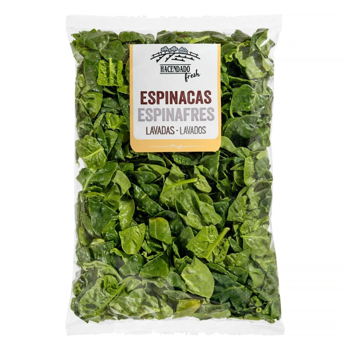 Washed cut spinach