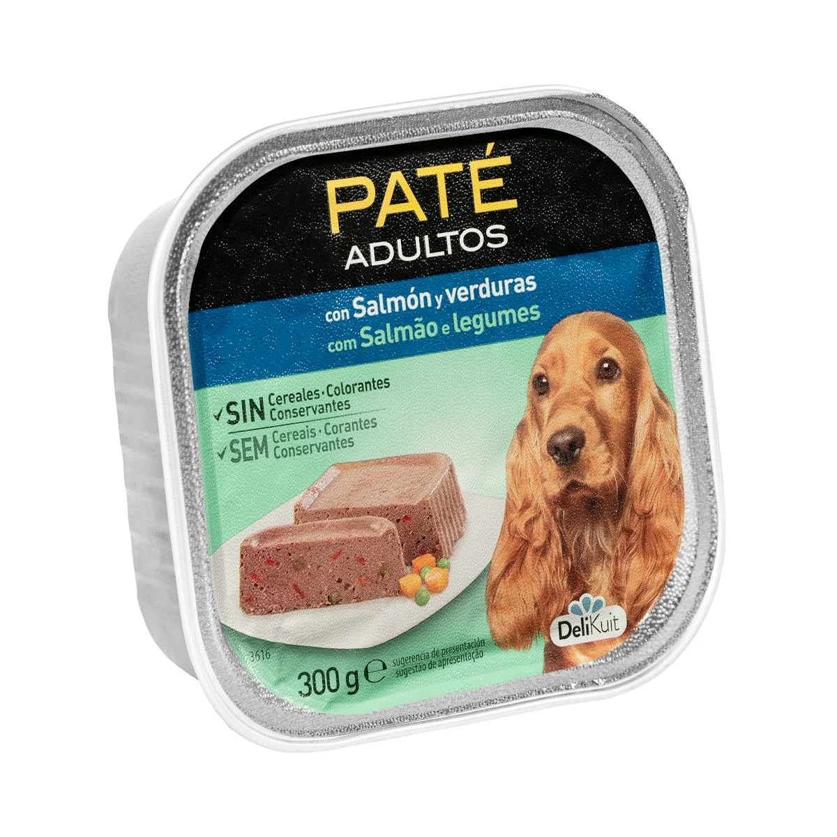 Salmon and vegetable pate adult dog food Delikuit
