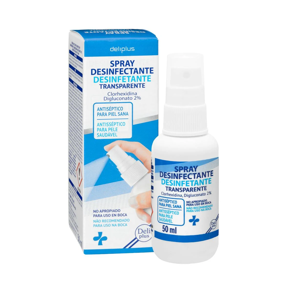 Spray désinfectant antiseptique transparent Deliplus avec chlorhexidine et digluconate 2%