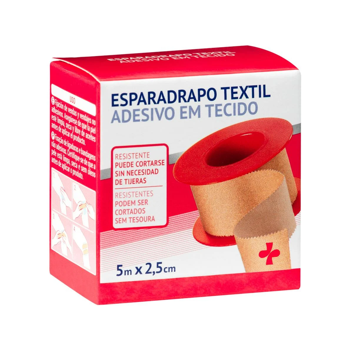 Esparadrap tèxtil adhesiu resistent color beige Deliplus