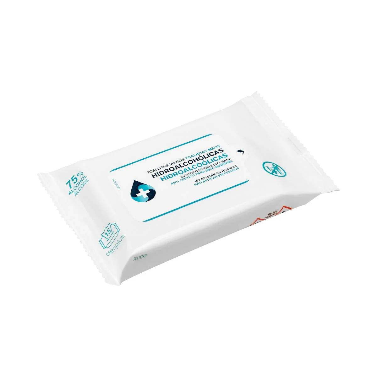 Lingettes hydroalcooliques pour les mains Deliplus 75% Alcohol