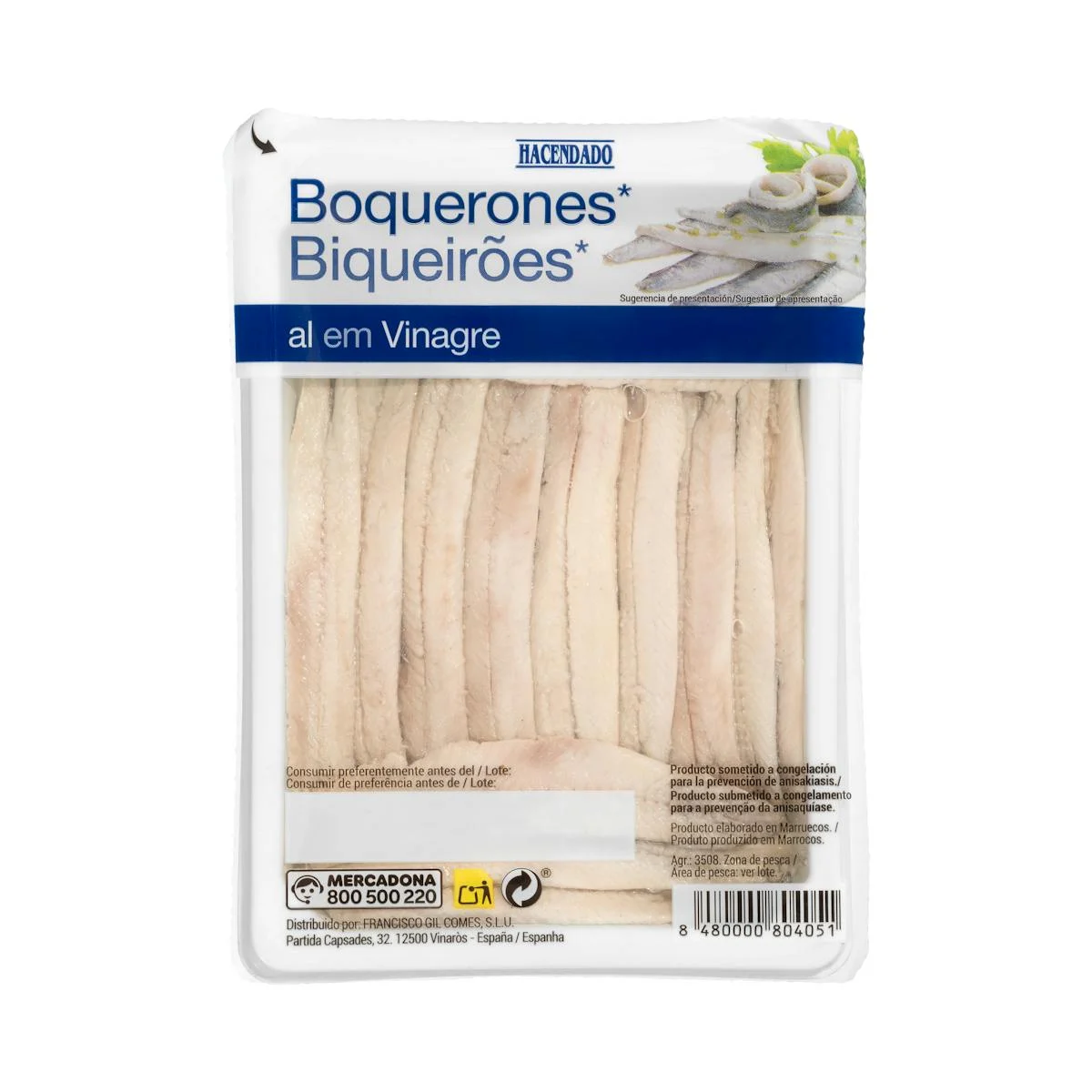 Anchovies in vinegar and sunflower oil Hacendado