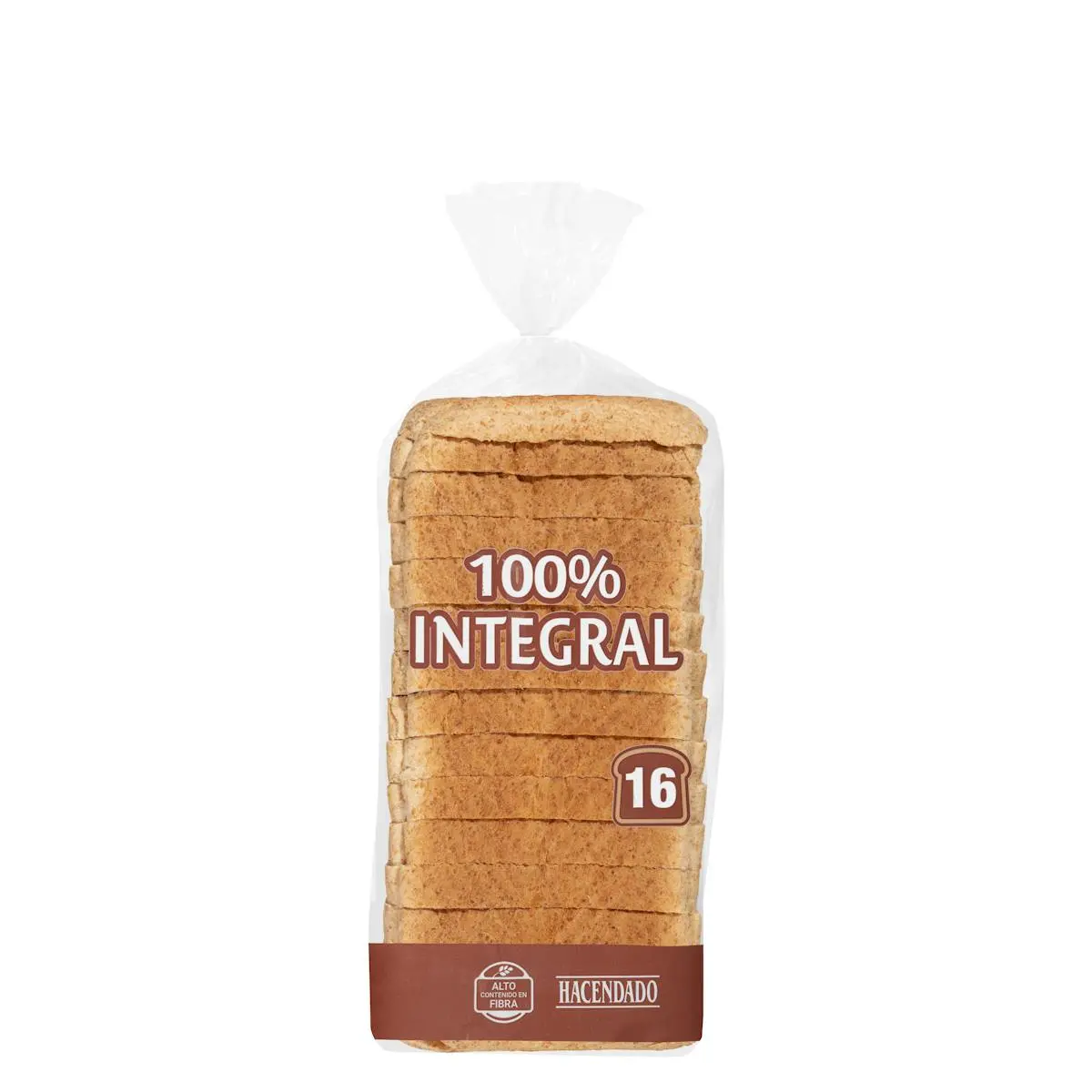 Pan de molde 100% integral Hacendado 0% azúcares añadidos