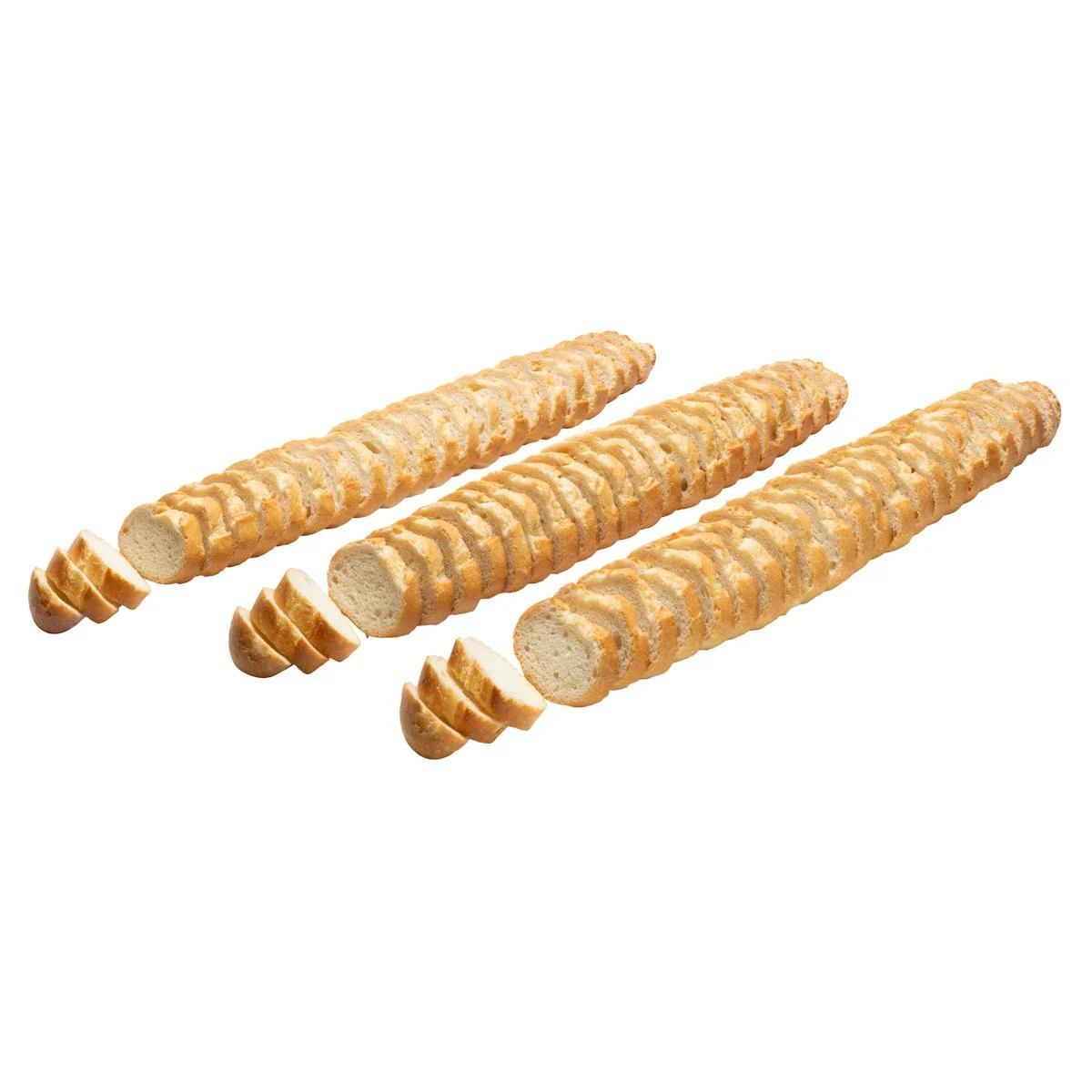 3 geschnittene Olivenöl-Baguettes