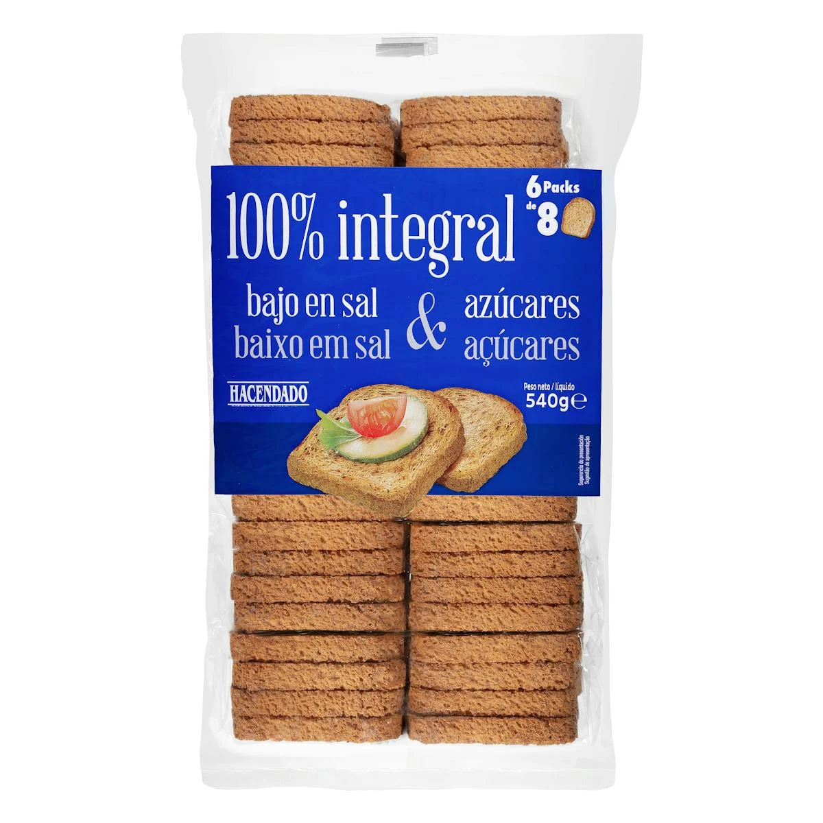 Pa torrat 100% integral baix en sal i en sucres Hacendado