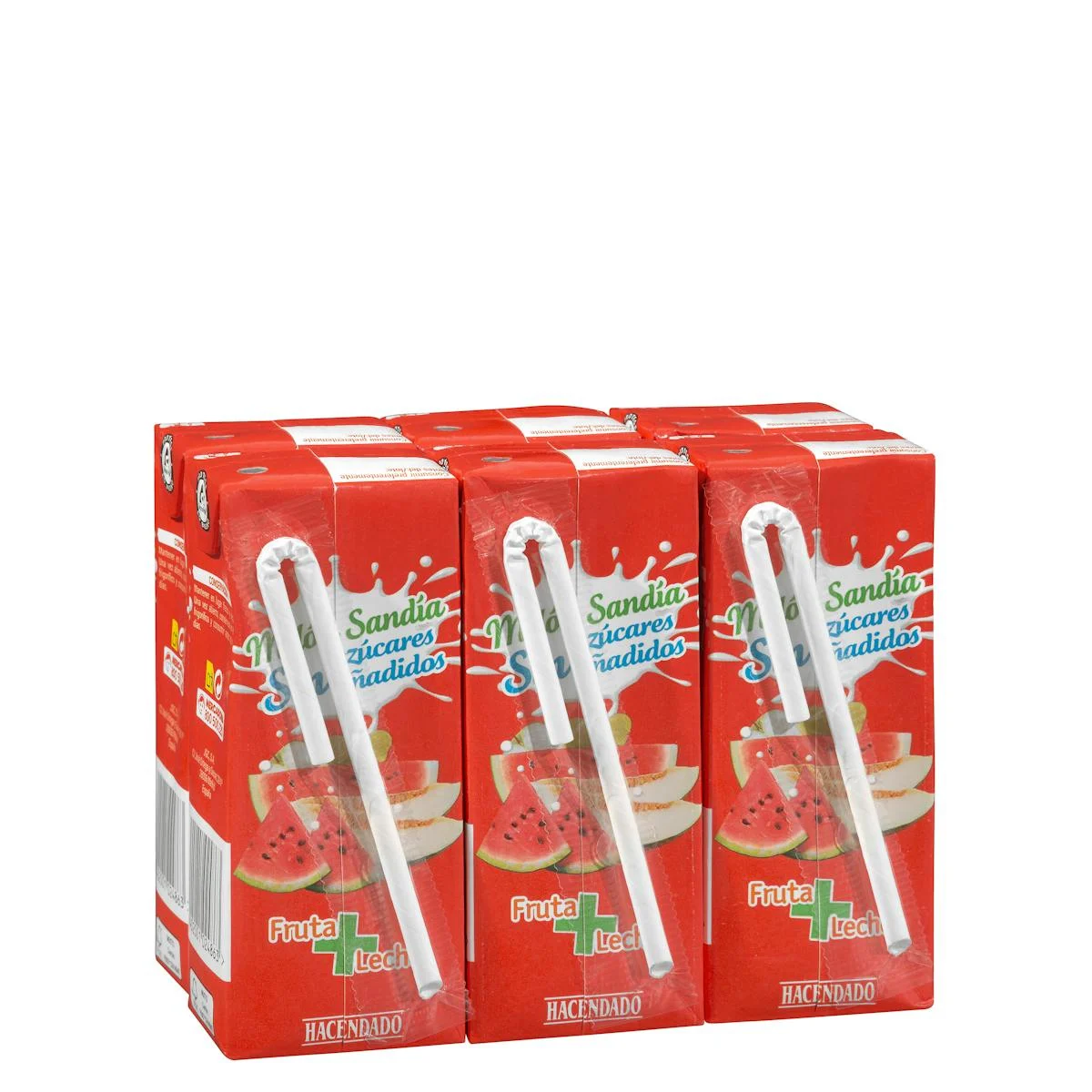 Melon et pastèque + lait Hacendado sans sucres ajoutés