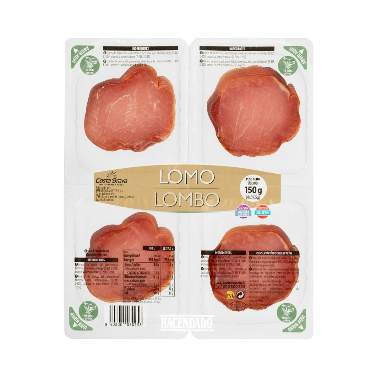 Longe de porc séchée tranchée Hacendado