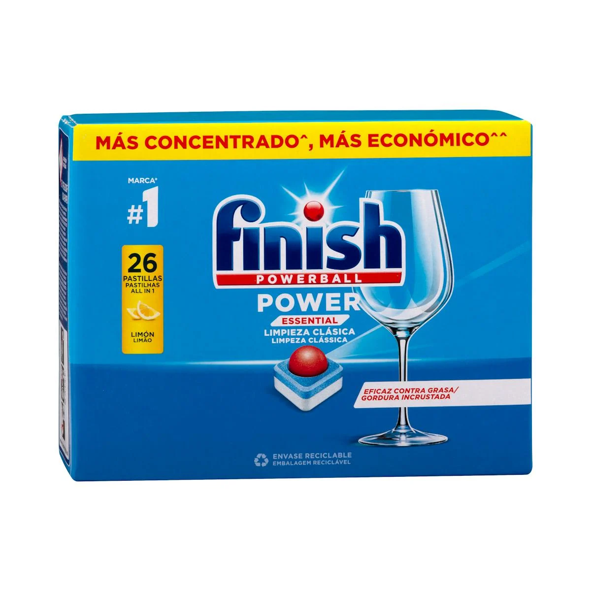 Sabó de rentaplats Power Essential llimona Finish en pastilles