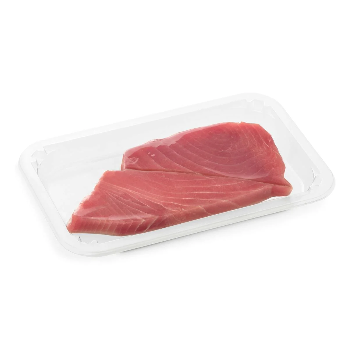 Aufgetaute Scheiben vom Gelbflossenthunfisch