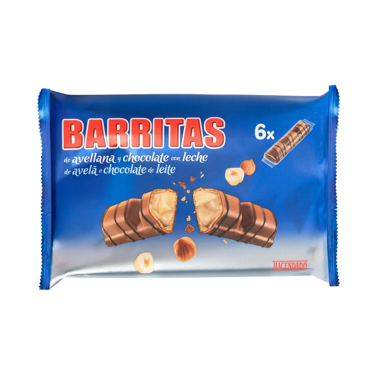 Waffelriegel Hacendado mit Haselnussfüllung und Milchschokolade