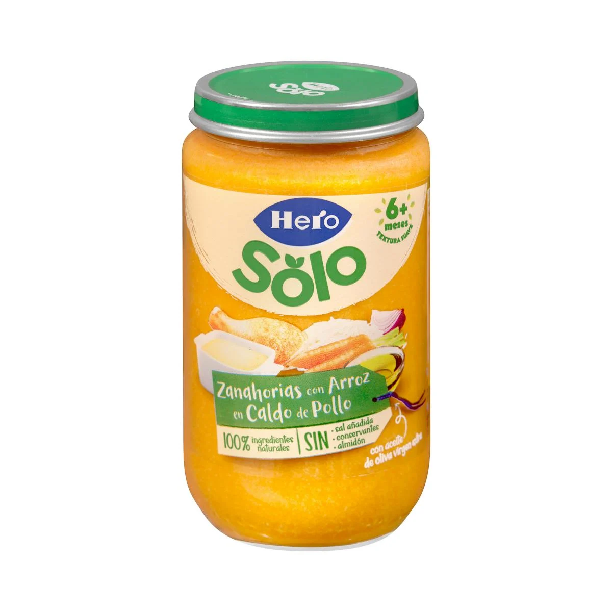 Carrots and rice in chicken soup baby food +6 months Hero Solo