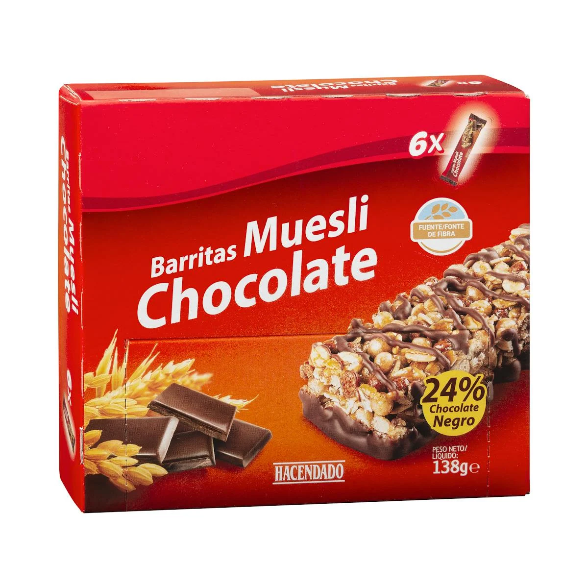 Barretes de cereals musli i xocolata Hacendado