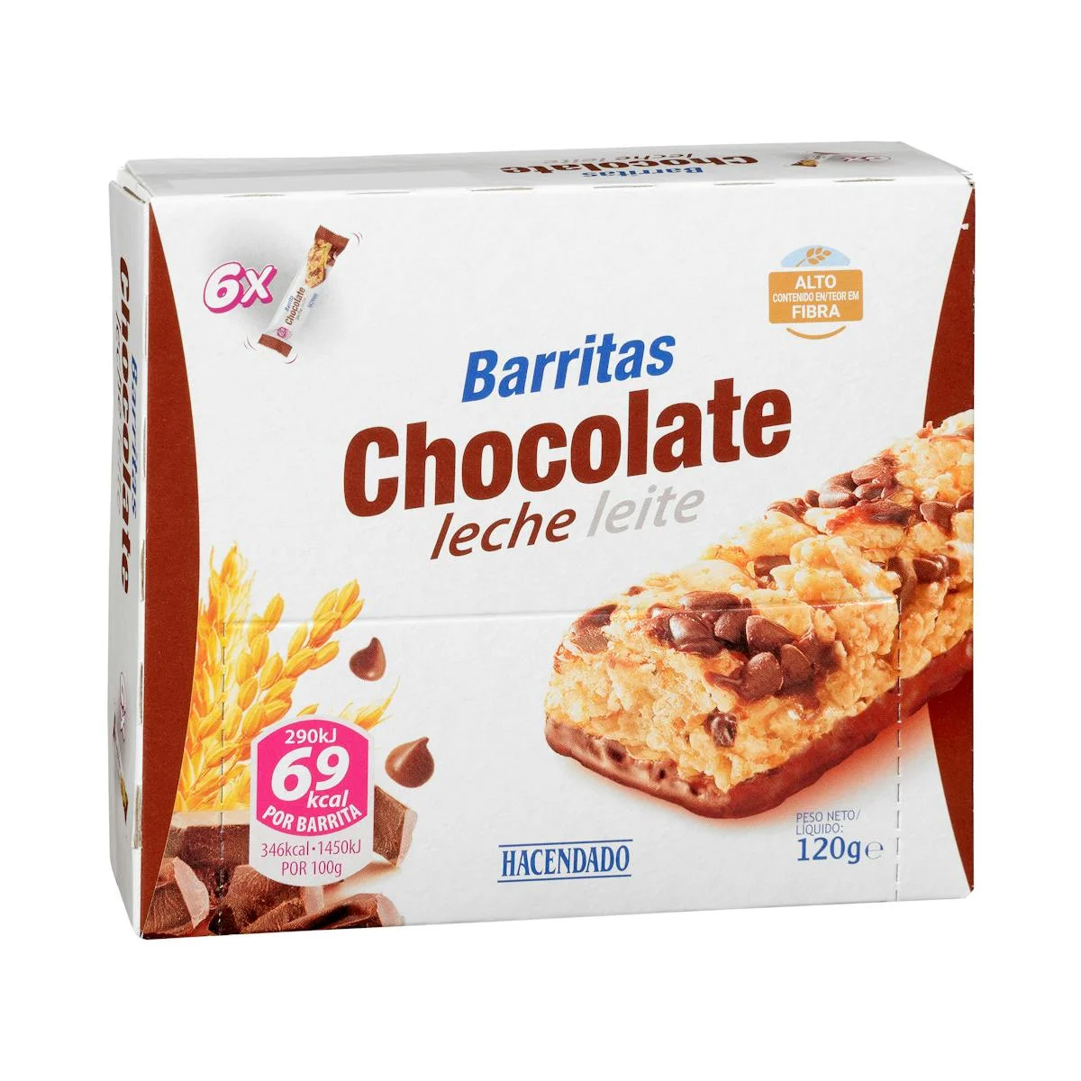 Barretes de cereals i xocolata amb llet Hacendado