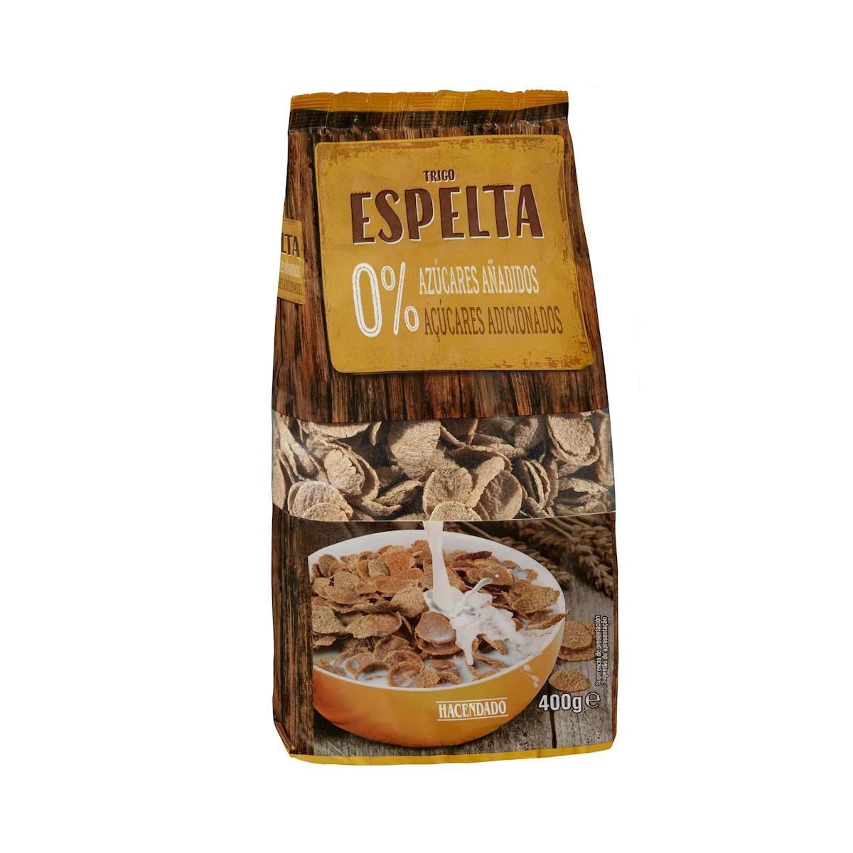 Cereals flocs blat d'espelta integral Hacendado 0 % sucres afegits