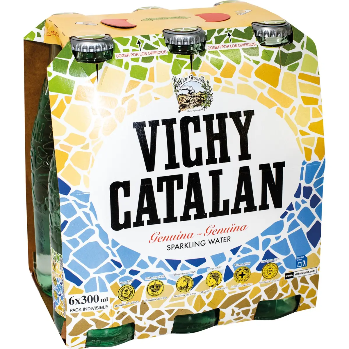Mineralwasser mit Kohlensäure Vichy, Glas, 6er-Pack