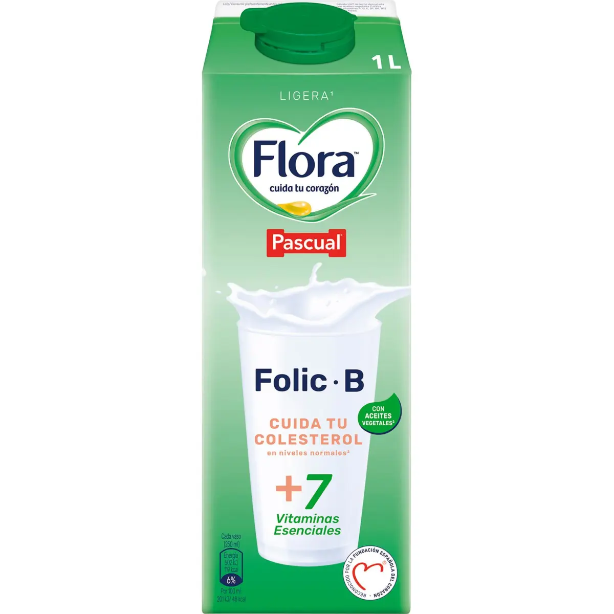 Boisson lactée écrémée Folic-B en brique Flora