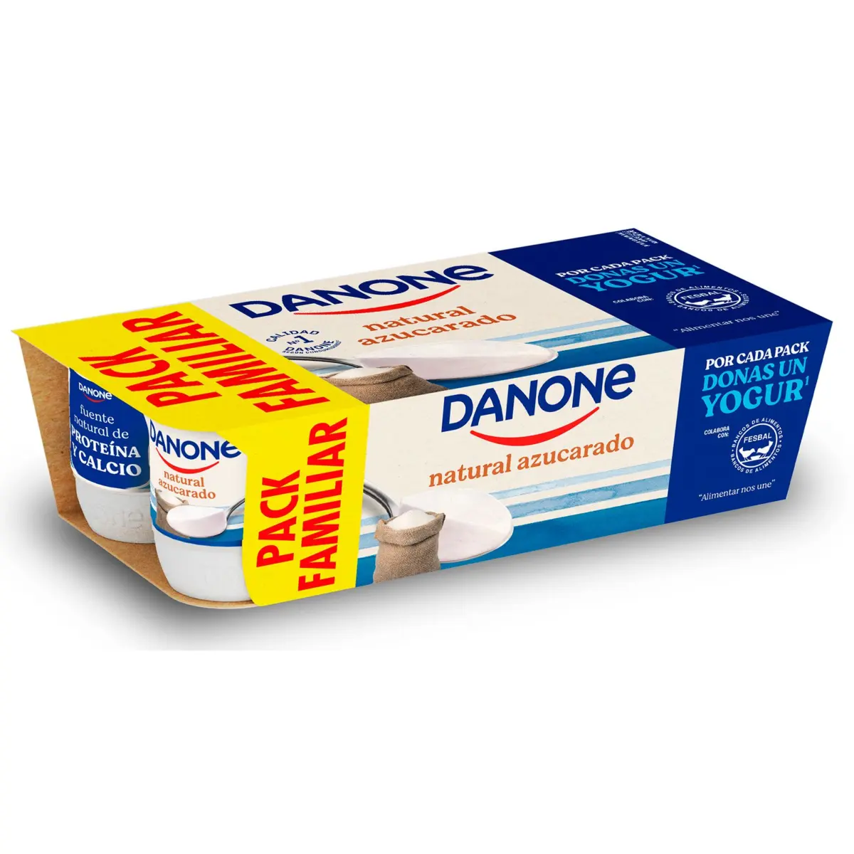 Yaourt nature sucré, pack de 8 Danone