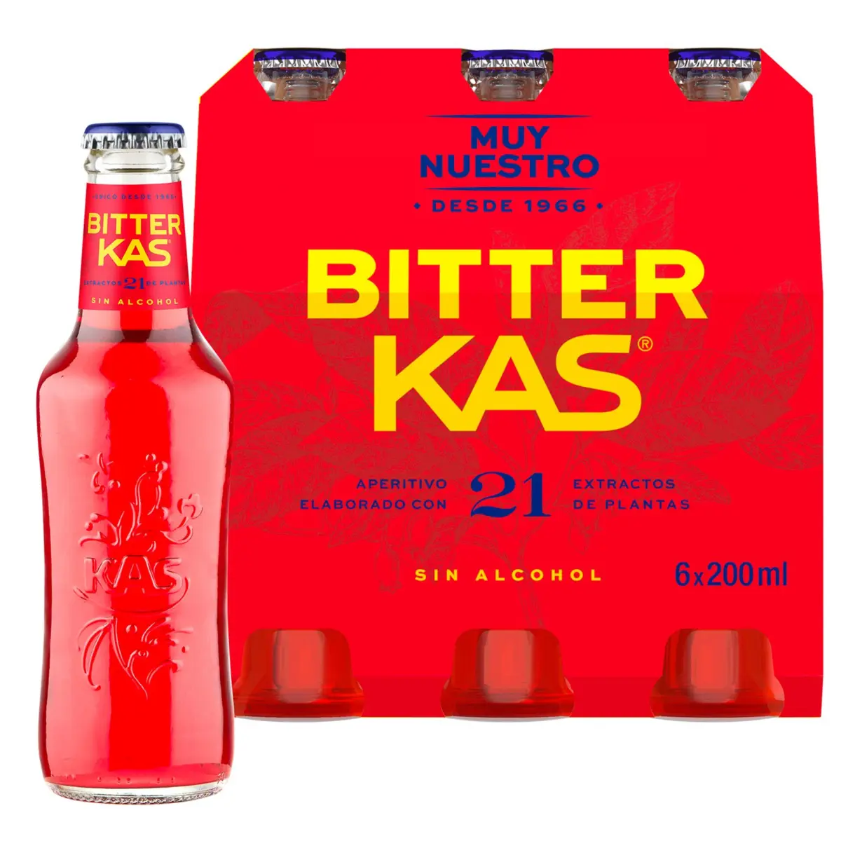 Bitter sin Alcohol Pack de 6 Vidrio Kas