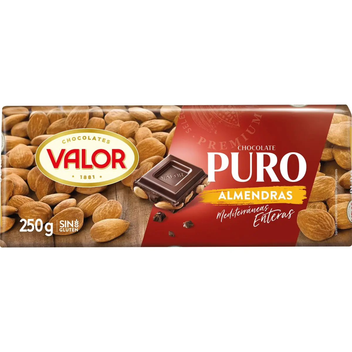 Chocolat pur aux amandes Valor
