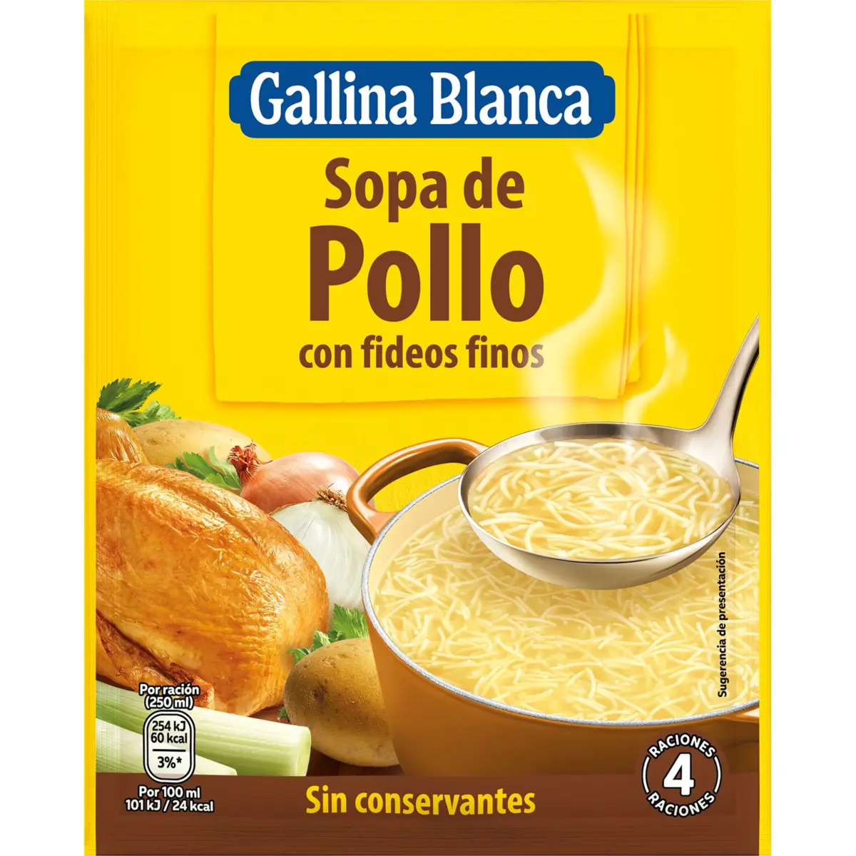 Dehydrated chicken and noodle soup, sachet G.blanca