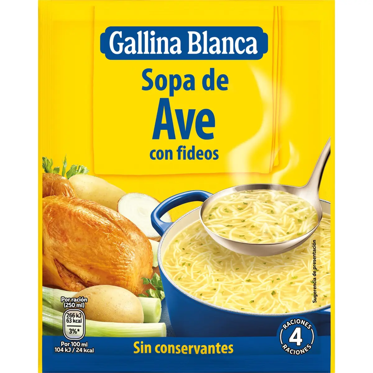Getrocknete Geflügelsuppe mit Nudeln, Beutel G.blanca