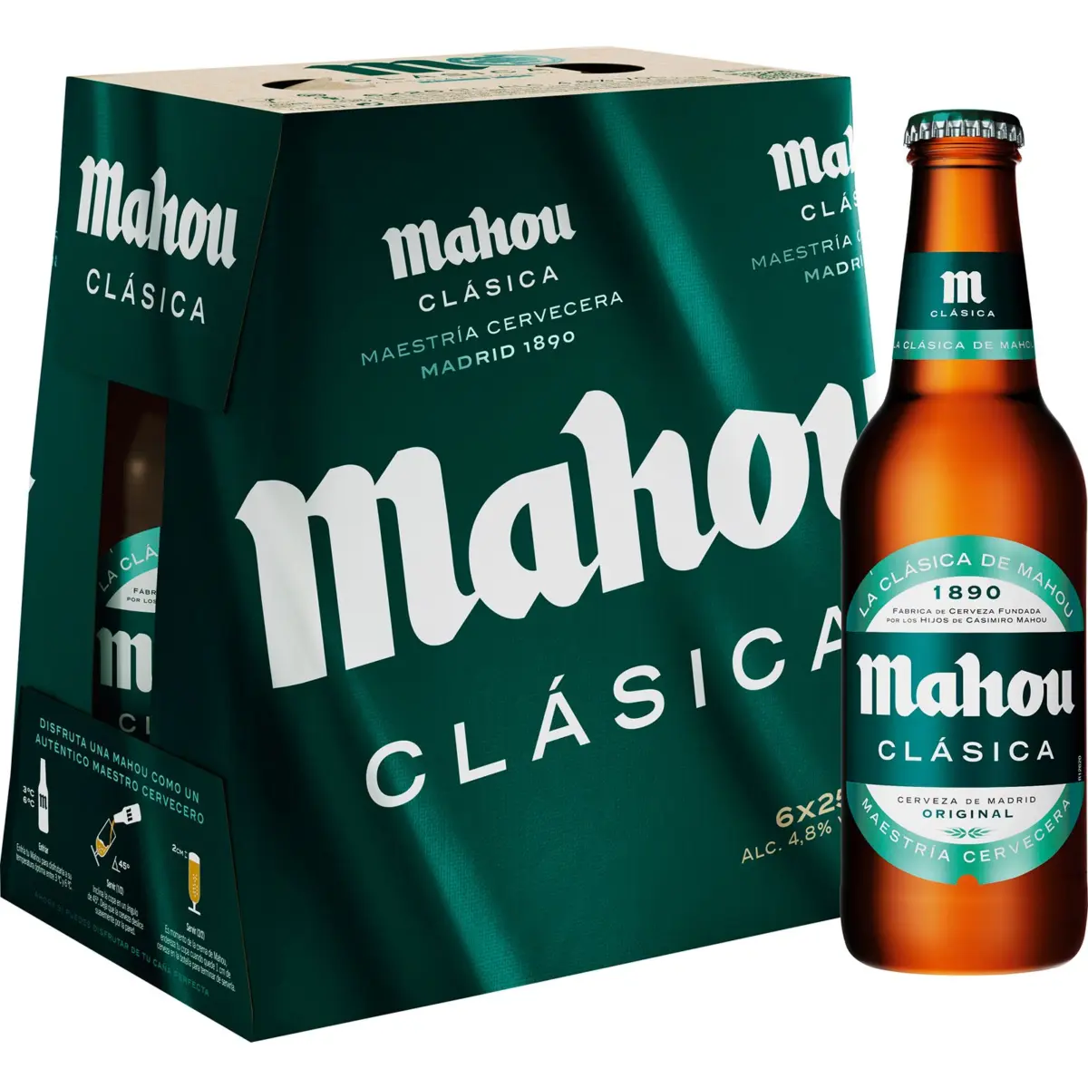 Cerveza Botella Cristal Pack-6 Mahou Clasic