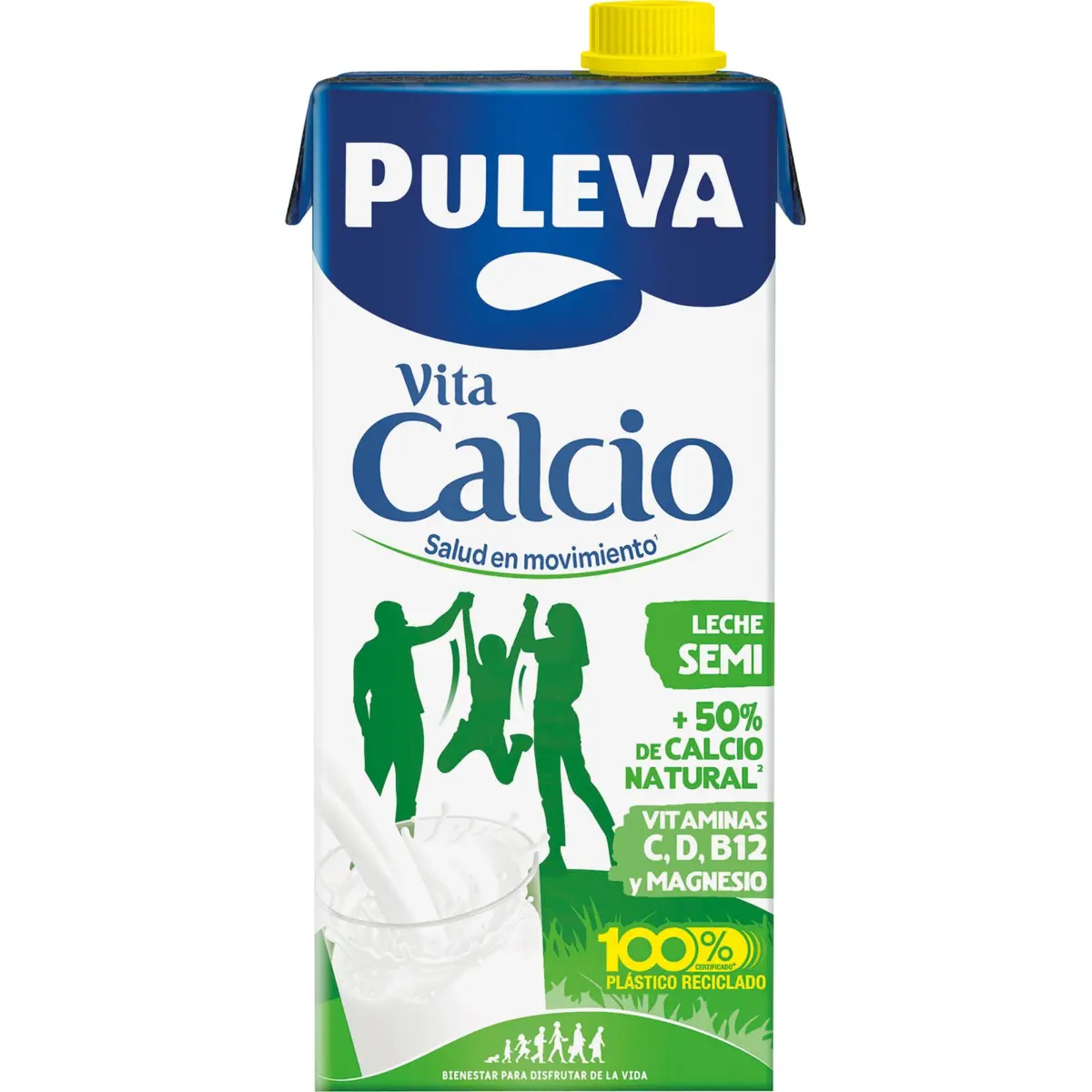 Lait demi-écrémé au calcium Puleva, brique