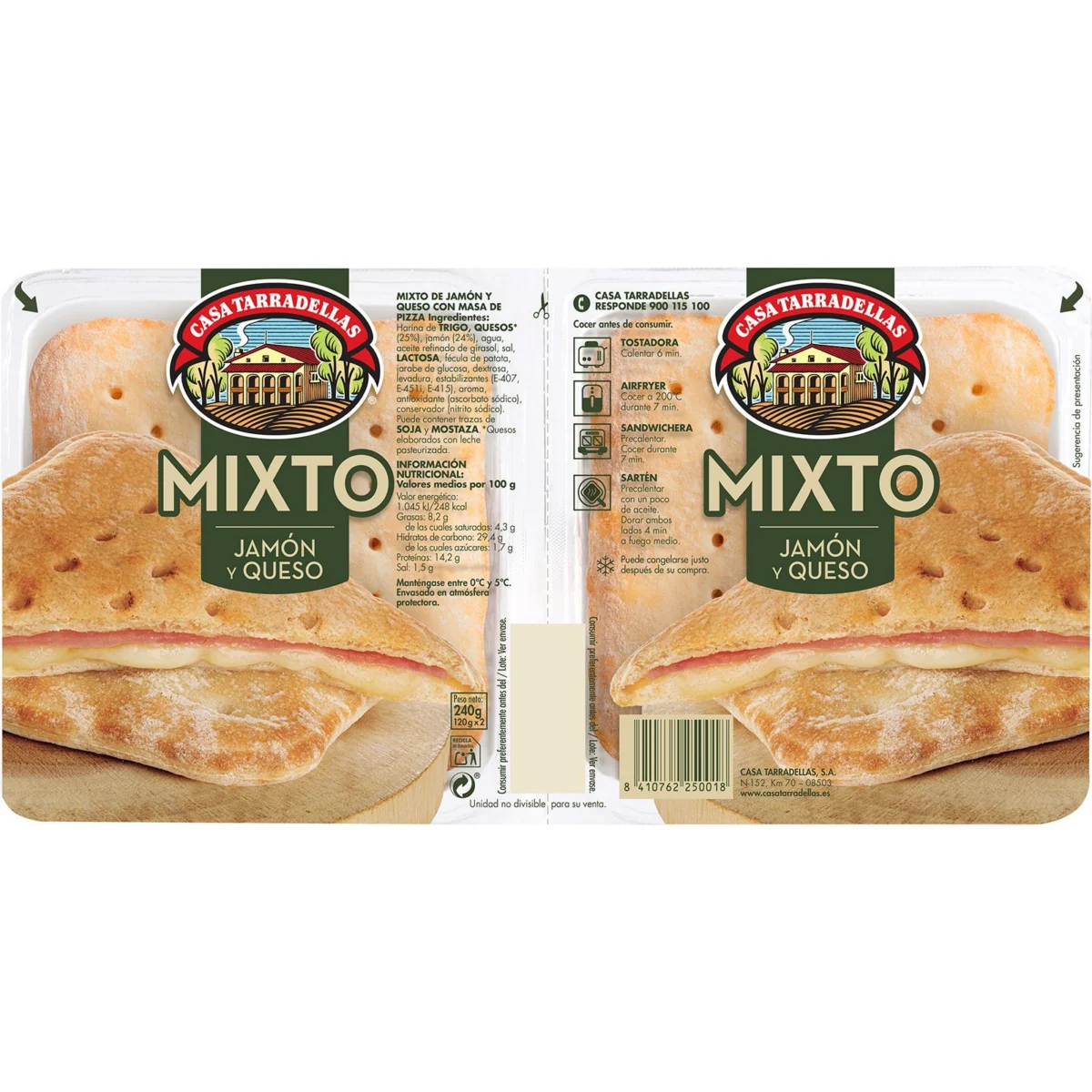 Sandwich jambon-fromage, 2 unités Tarradellas