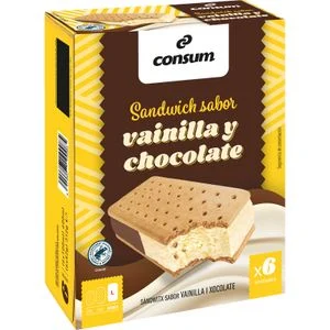 Sandvitx de vainilla i xocolata, 6 unitats, Consum