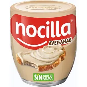 Crema de llet i avellanes en pot de vidre Nocilla