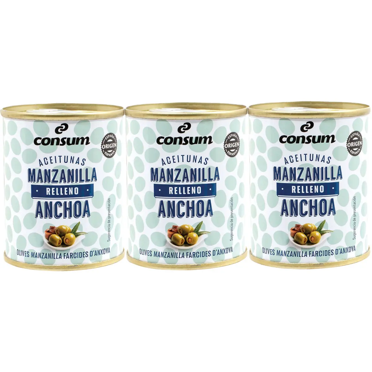 Mit Sardellen gefüllte Oliven, 3er-Pack Consum